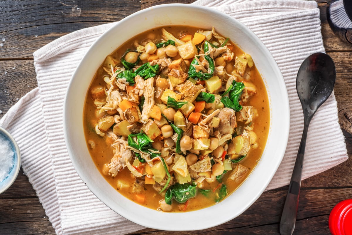 Soupe au poulet et pois chiches - Frigo qui Roule